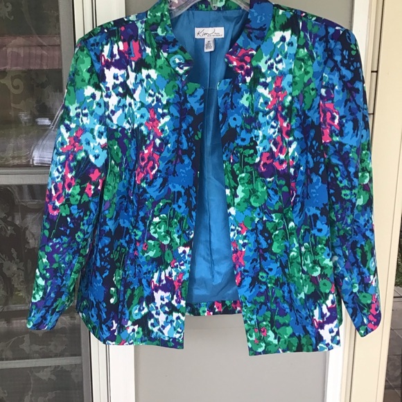 Beautiful church Ladies dressy Jacket Kim Rogers 8p petite Spring Turquoise NWOT - Picture 4 of 16